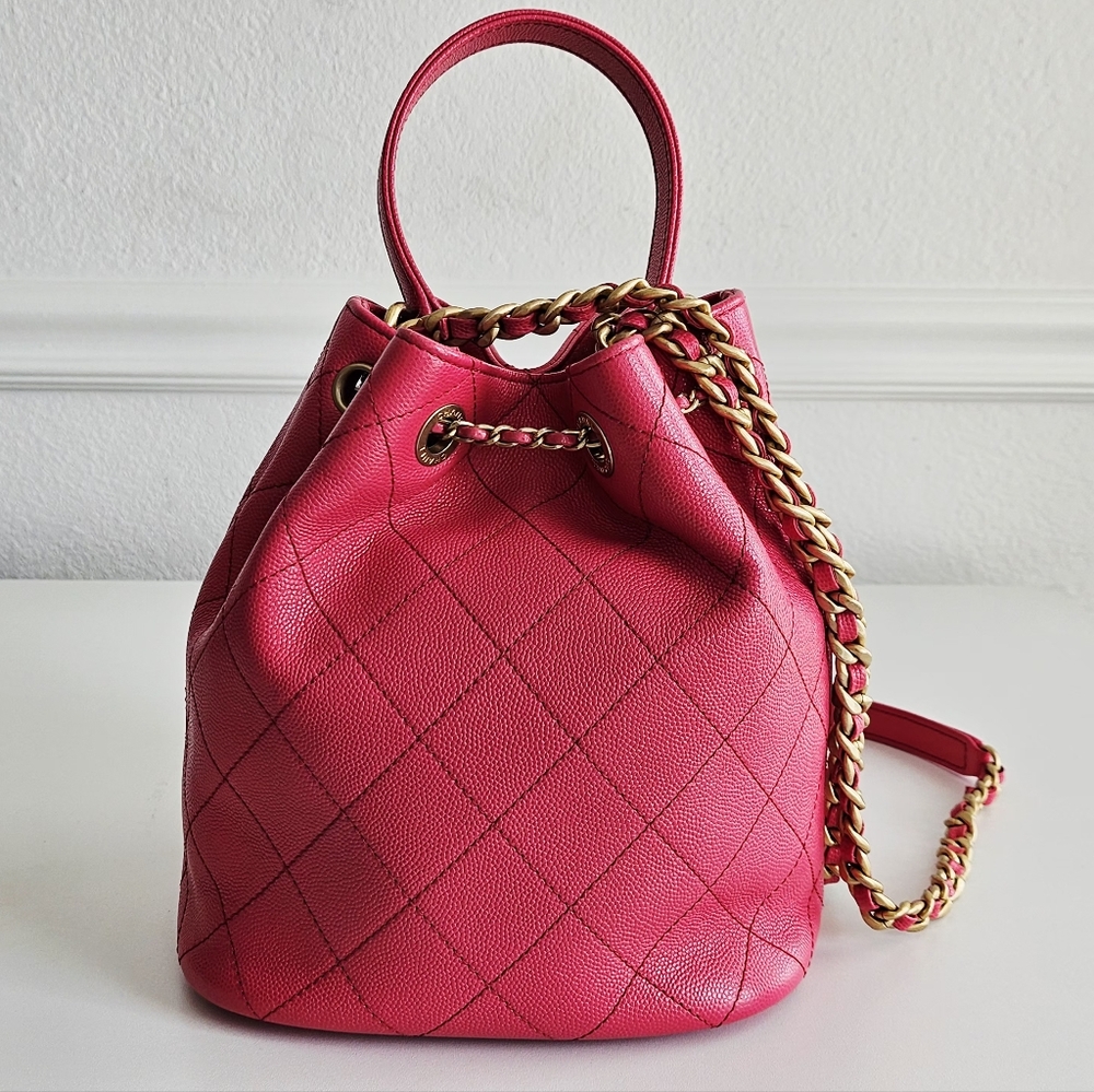 *SOLD* Chanel Pink Caviar Mini Bucket Bag - Picture 2 of 14